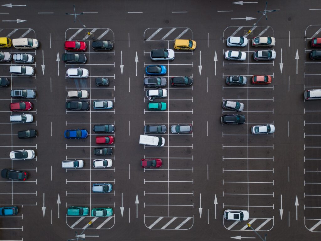 Aerial view of automobile parking